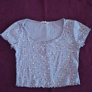 Pink Rose| Floral Ruffles Crop Top Size M